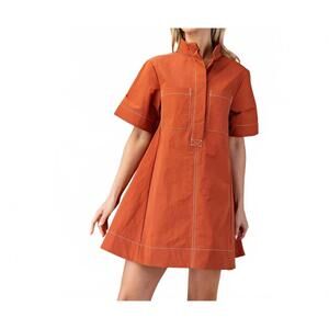 NEW STYLE USA short sleeve mini dress in brick